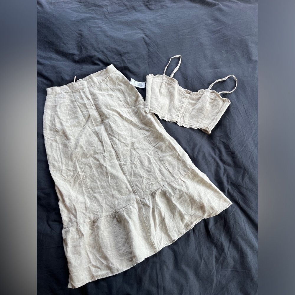 Aritzia linen skirt and corset top set